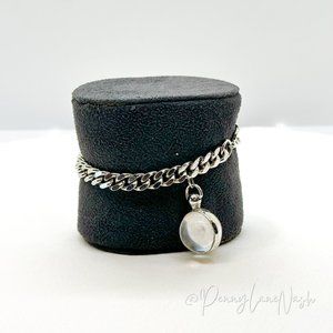 Vintage Thick Rope with Single Clear Orb Chain Bracelet